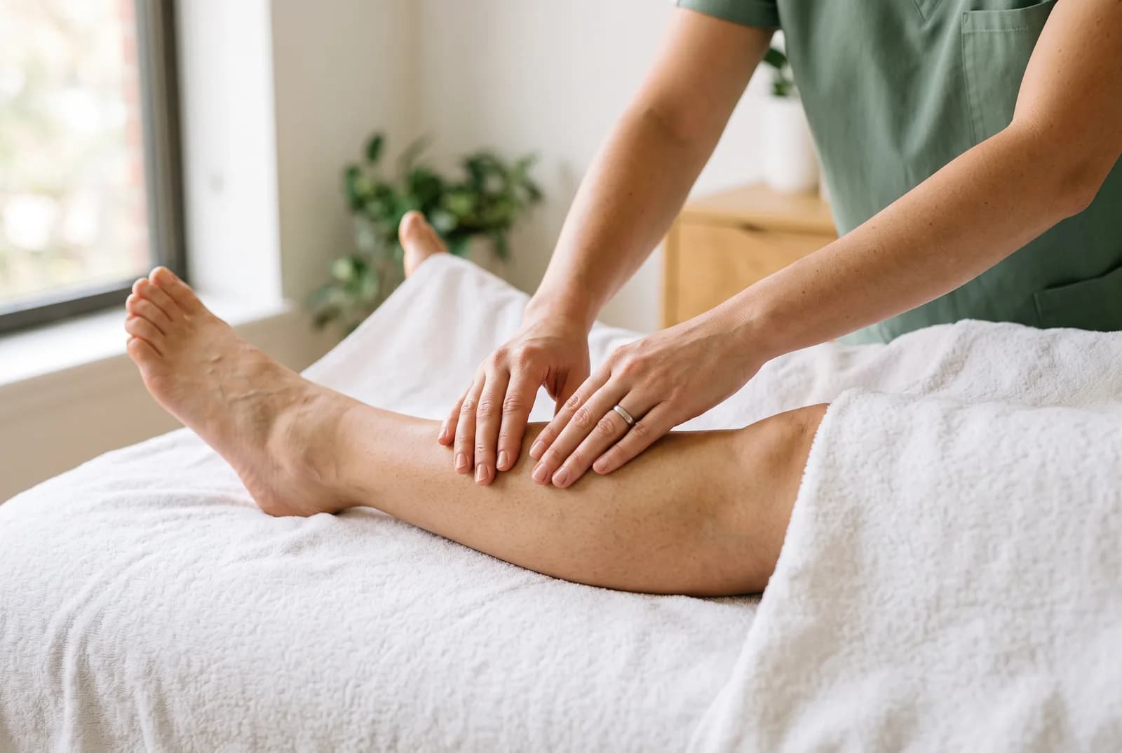 Manuelle Lymphdrainage am Unterschenkel